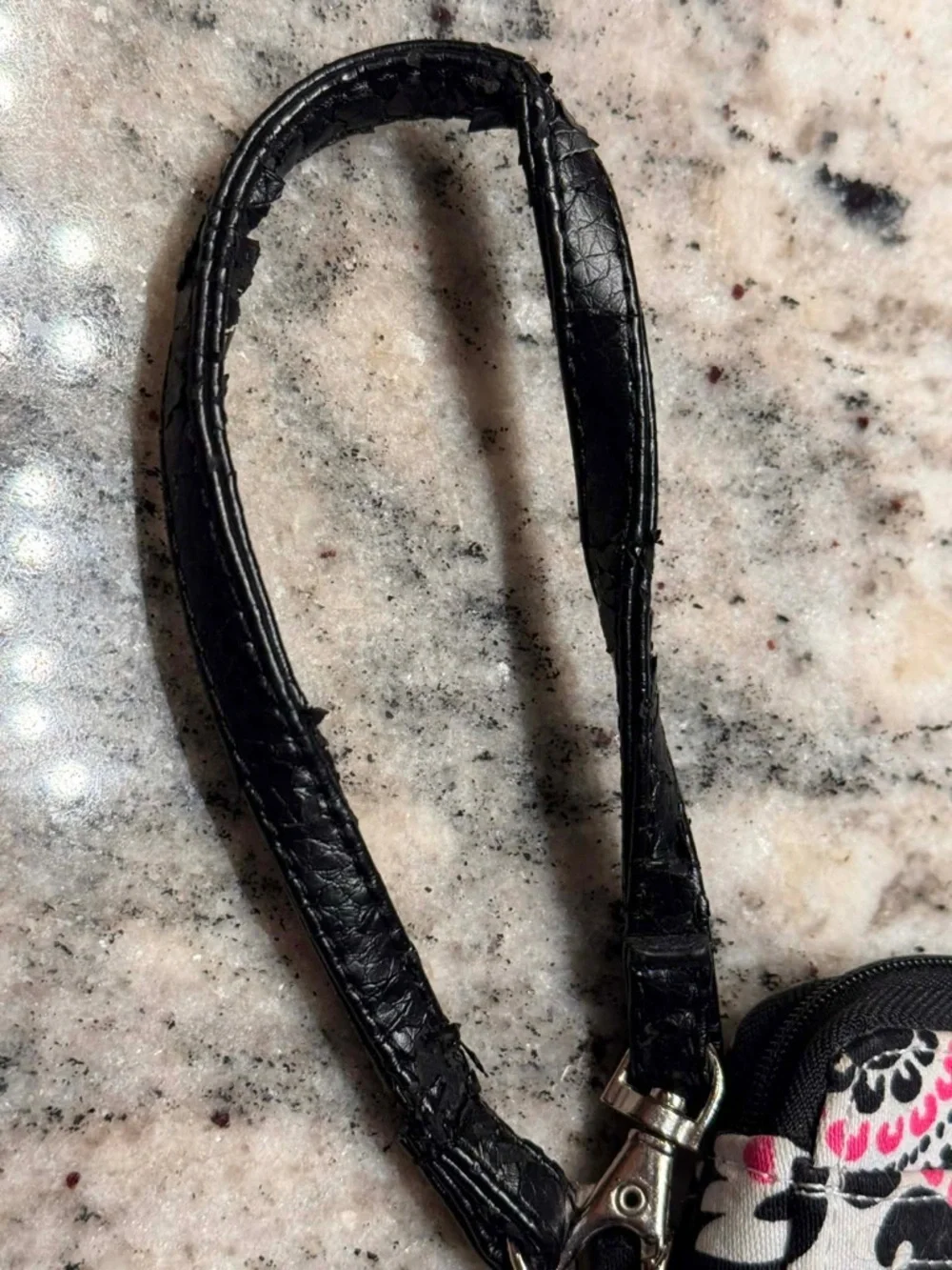 thirty-one Black and Pink Floral Wristlet with ID Window 6x3.5 inches
